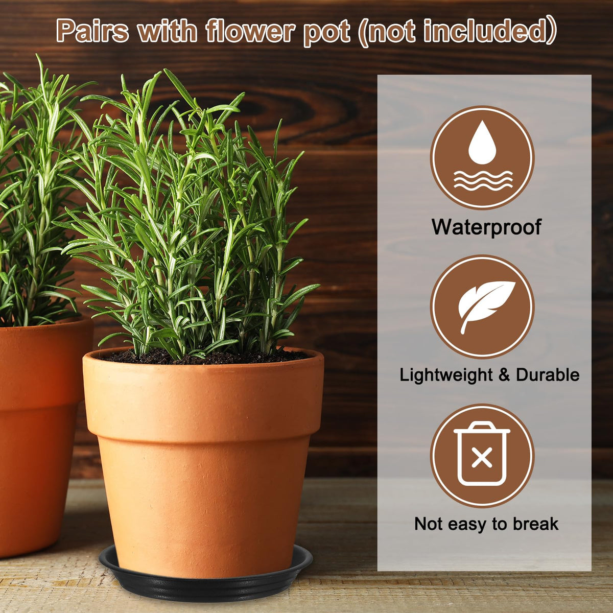 HARFINGTON 4pcs Plastic Plant Saucer 6.1" Round Drip Trays Flower Pot Saucers Flower Base Bottom Drainage Tray for Indoors Outdoors Planters, Beige