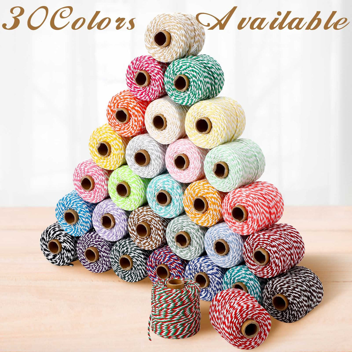 30 Rolls Colourful Bakers Twine for Crafts 2mm Cotton String Craft String Wrapping Wedding Home Decor Gardening
