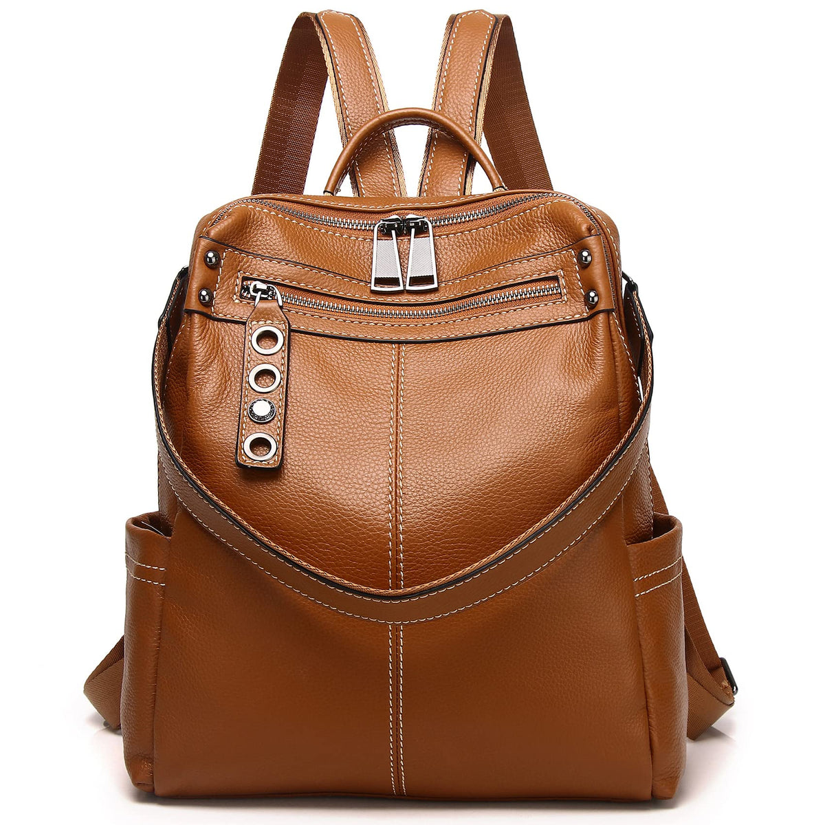 Wesccimo Genuine Leather Backpack Purse For Women Real Soft Leather Travel Fashion Designer Convertible Ladies Shoulder Bag