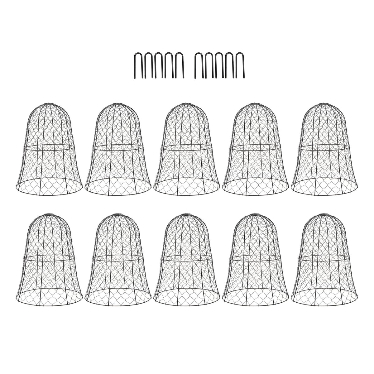 Garden Chicken Wire Cloche 10 Pack Garden Cloches for Plants Wire Plant Protectors from Animals Bell Shape Design Hook on the Top Thickened Iron Construction for Seedlings Shrubs Protection