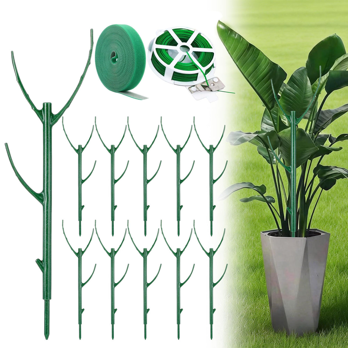 10 Pack Stackable Plant Support Stakes - Climbing Support for Indoor & Outdoor Use - Garden Accessories for Monstera, Pothos, Philodendron - Aesthetic Alternative to Moss Poles & Trellises