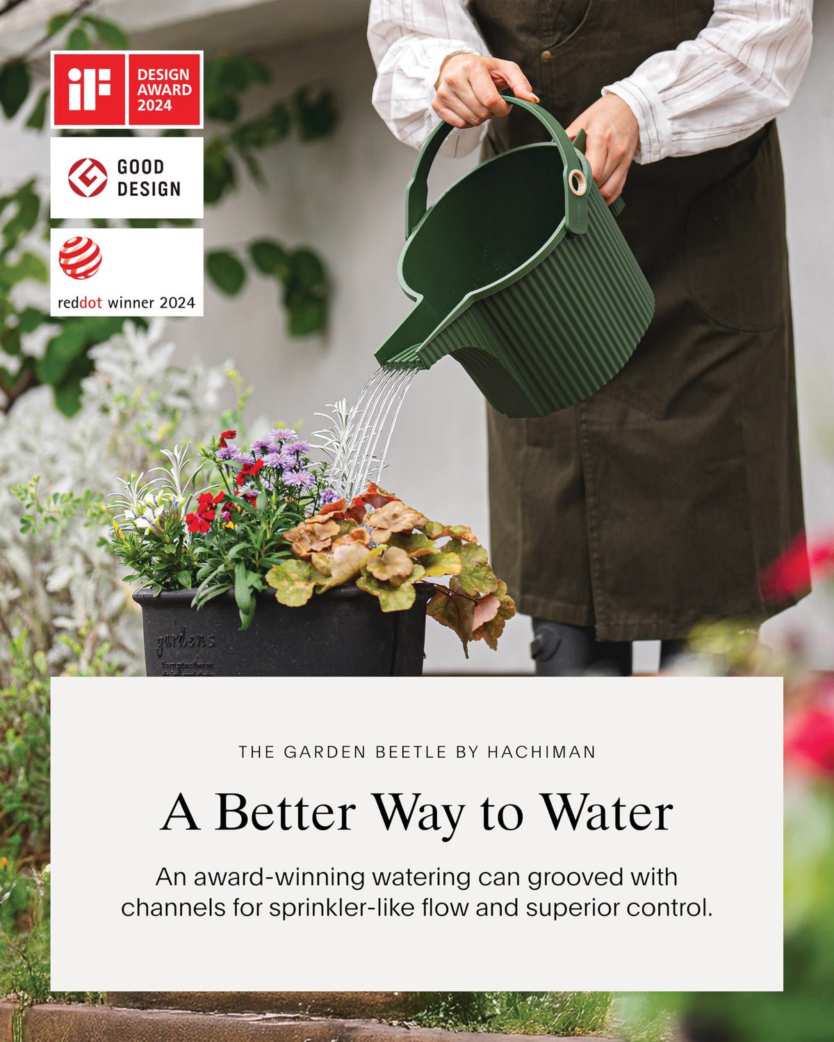 Hachiman Watering Can Set of 2 - Includes Small and Large Plant Watering Can with Widened Spout for Indoor and Outdoor Plants - Hands-Free Filling - Black