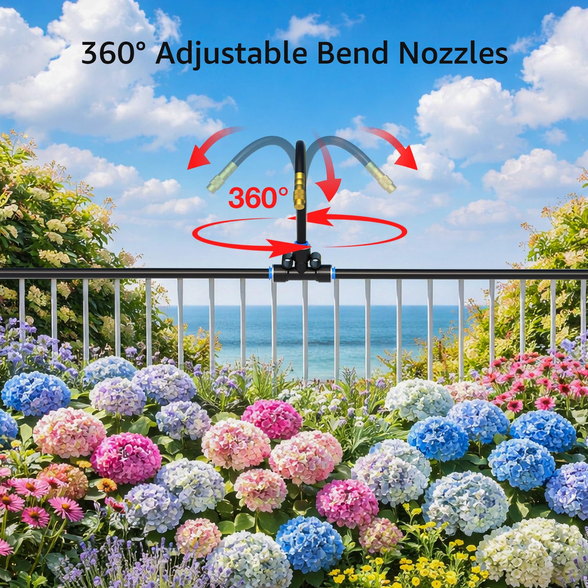 Bluepro Drip Irrigation System 200FT 1/4", 2026-Upgrade Garden Sprinkler Kit with 32PCS 360° Adjustable Copper Nozzles, Automatic Misting Watering System for Raised Beds, Greenhouse, Lawn, Patio, Yard