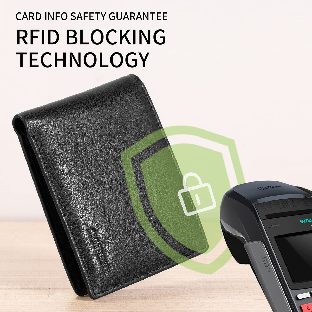 Sigtrenx Leather Wallets for Men, Genuine Leather Mens Wallet Bifold Rfid Blocking with 2 ID Windows (Black)
