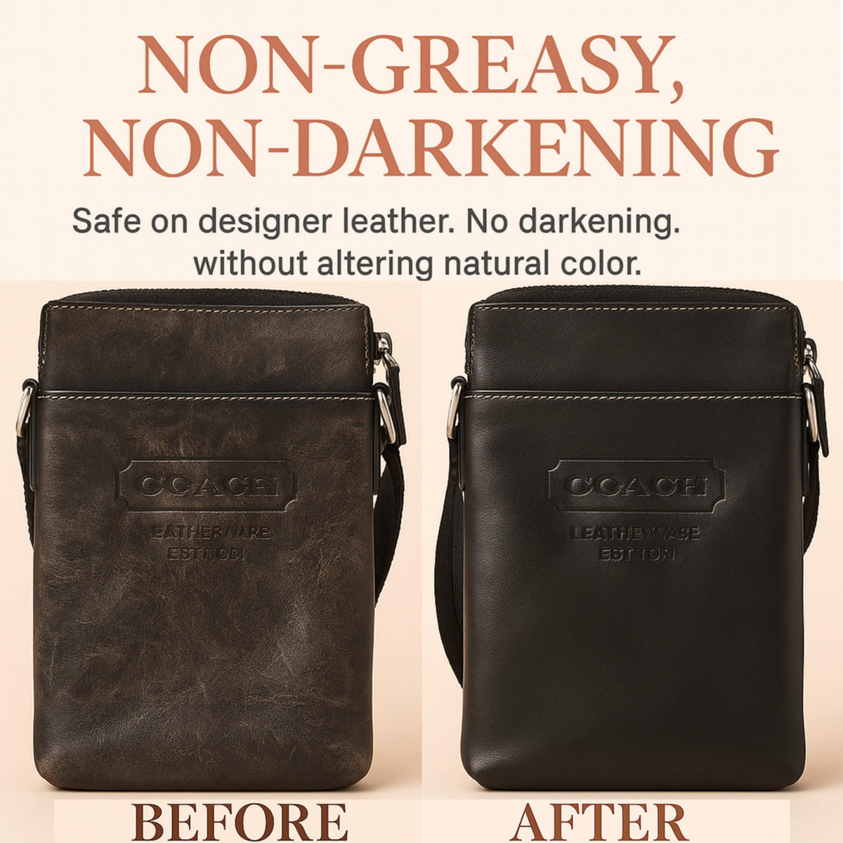 Leather Purse Cleaner & Conditioner Kit – 4pc Set with 4oz Cleaner, 4oz Conditioner, Microfiber Cloth & Applicator Sponge – Leather Bag & Handbag Care for Luxury Purses & Designer Bags