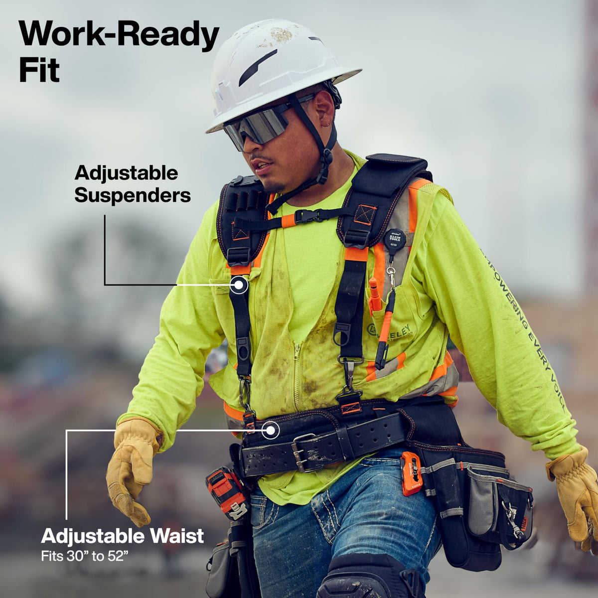 Klein Tools 55896 Tool Rig, Padded Tool Belt, Suspenders and Pouches with 23 Pockets, Adjustable 30 to 52-Inch Waist, for Carpenters, Electricians, Construction