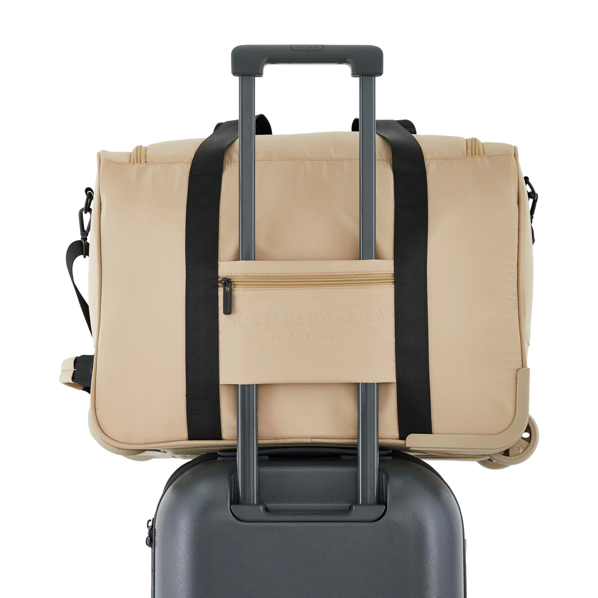 Scotch & Soda Amsterdam Travel Duffel Bag, Travertine, 21-Inch Rolling