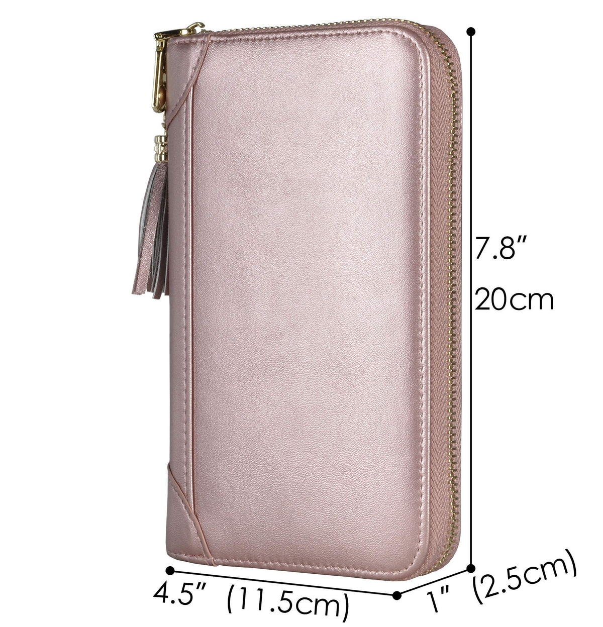 Easyoulife Credit Card Holder Wallet Womens Zipper Leather Case Purse RFID Blocking (Rose Gold)
