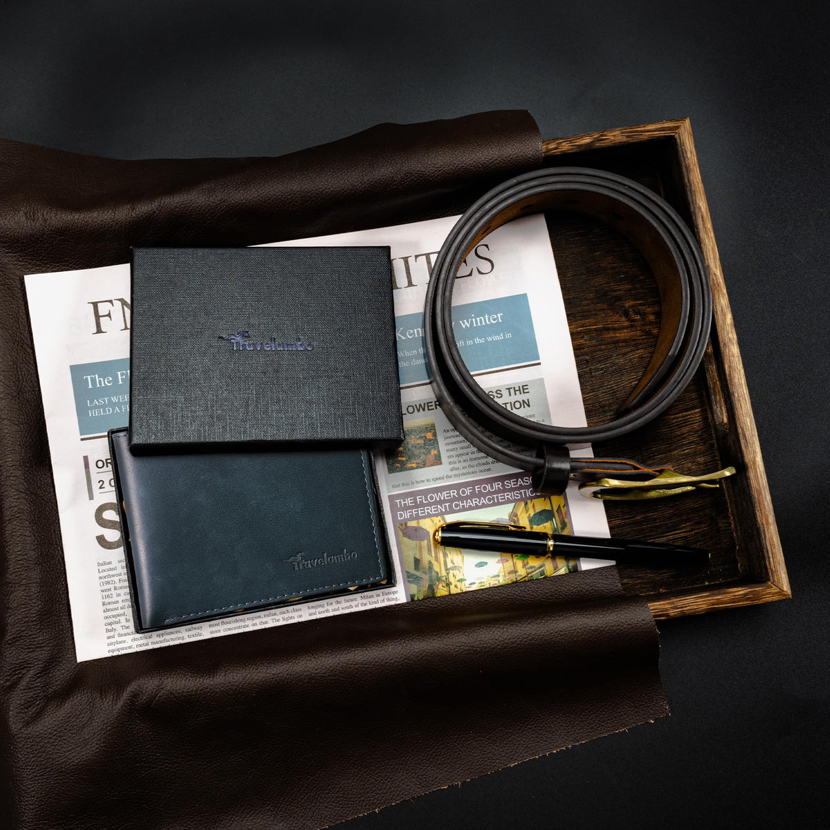 Travelambo Genuine Leather Wallet for Men with Gift Box - Handmade Bifold Stylish - Mens Wallets Rfid Blocking with 2 ID Windows