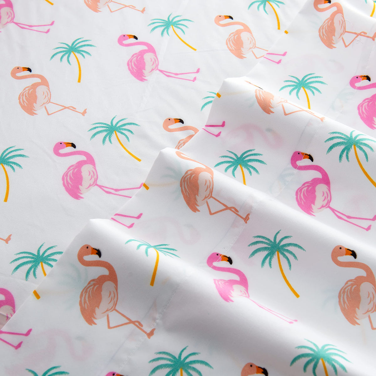 Elegant Comfort Ultra-Soft Double Brushed 6-Piece Microfiber Sheet Set Beautiful Tropical Patterns, and Vibrant Solid Colors, Luxury, All-Season Bed Sheet Set - Flamingo, Queen
