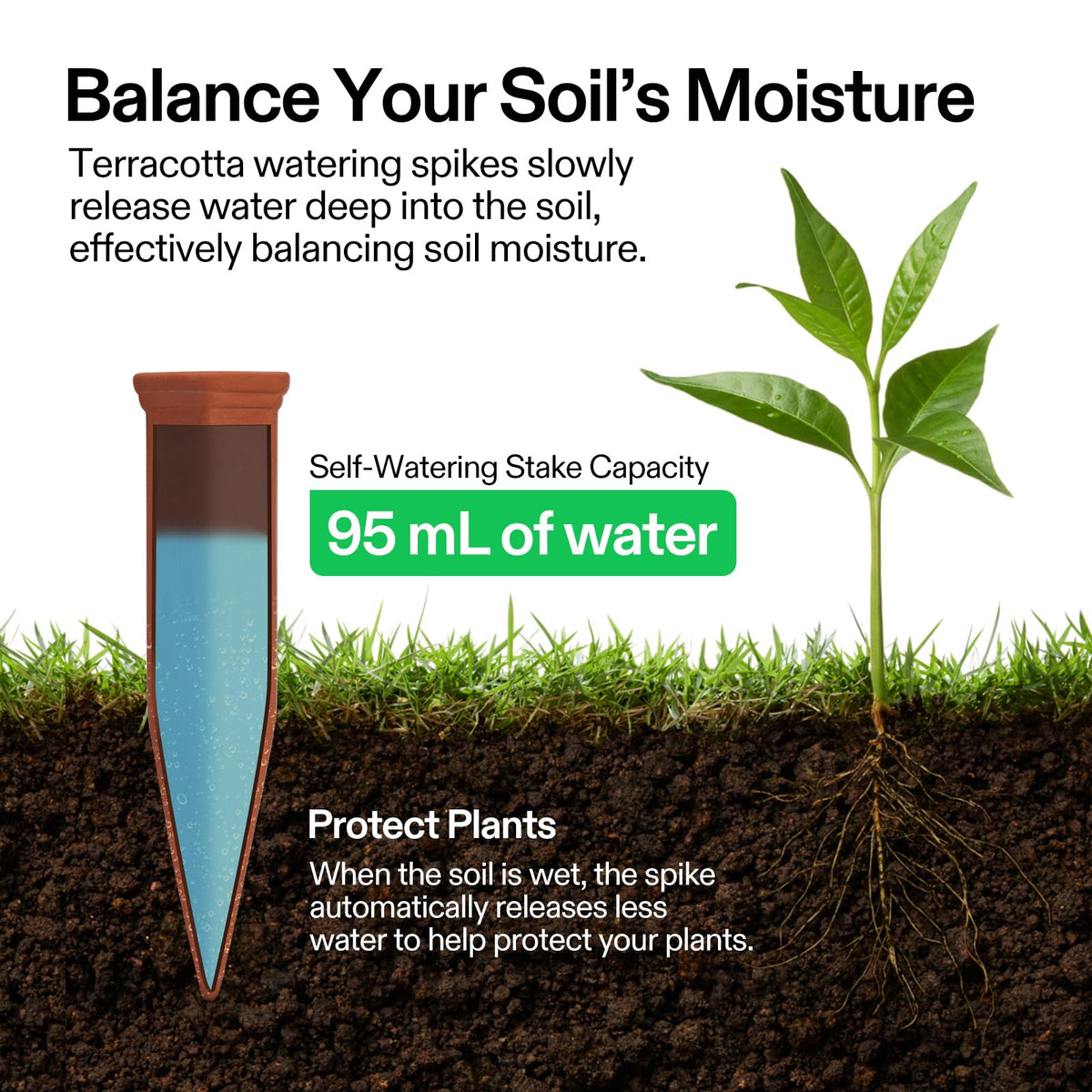 VIVOSUN 6-Pack Self-Watering Spikes, Hexagonal Terracotta Watering Stakes, Auto-Water Device, Planter Insert for Indoor & Outdoor Potted Plants