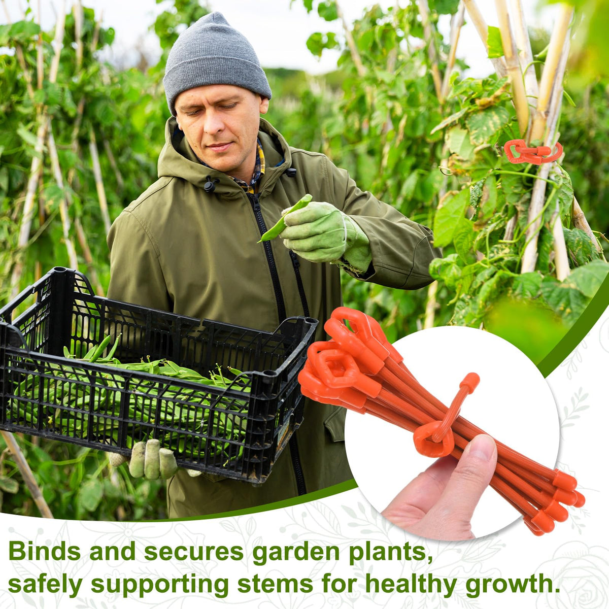 M METERXITY 12-Pack Adjustable Plant Ties, 12inch/30.48cm Silicone Flexible Multi-Function Sturdy Garden Twist Tie for Plant Support/Tree/Shrub/Vine, Reusable Support Twine [Orange]