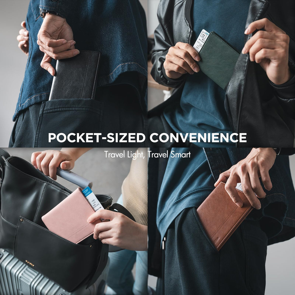 VULKIT Passport Holder for Travel, Rfid Blocking Passport Cover, Slim Travel Wallet for Men & Women, Cognac Brown