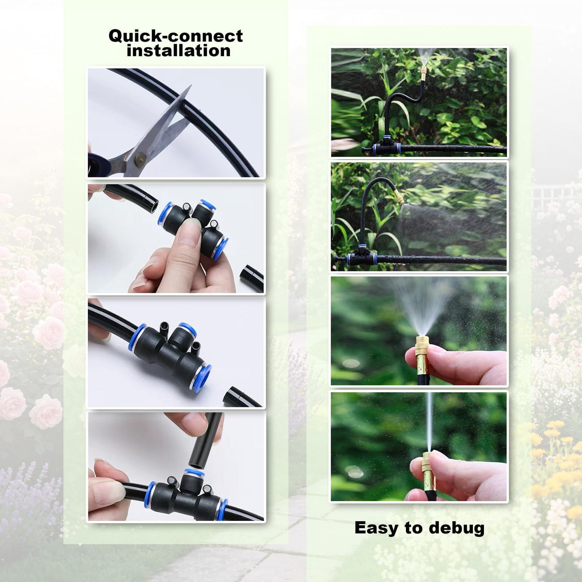 Drip Irrigation System, 2026-Upgrade 50Ft 1/4"Watering Kit with 15 360° Adjustable Copper Nozzles & 3/4" Copper Connector, DIY for Garden, Greenhouse, Pots, Raised Beds & Yard