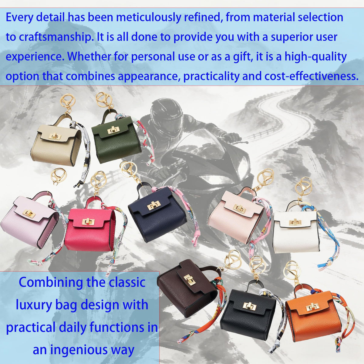 Mini Luxury Backpack Keychain for Women, Small Leather Change Pouch Coin Purse with Detachable Key Ring - Stylish Accessory for Keys, Earbuds, Lipstick (orange)