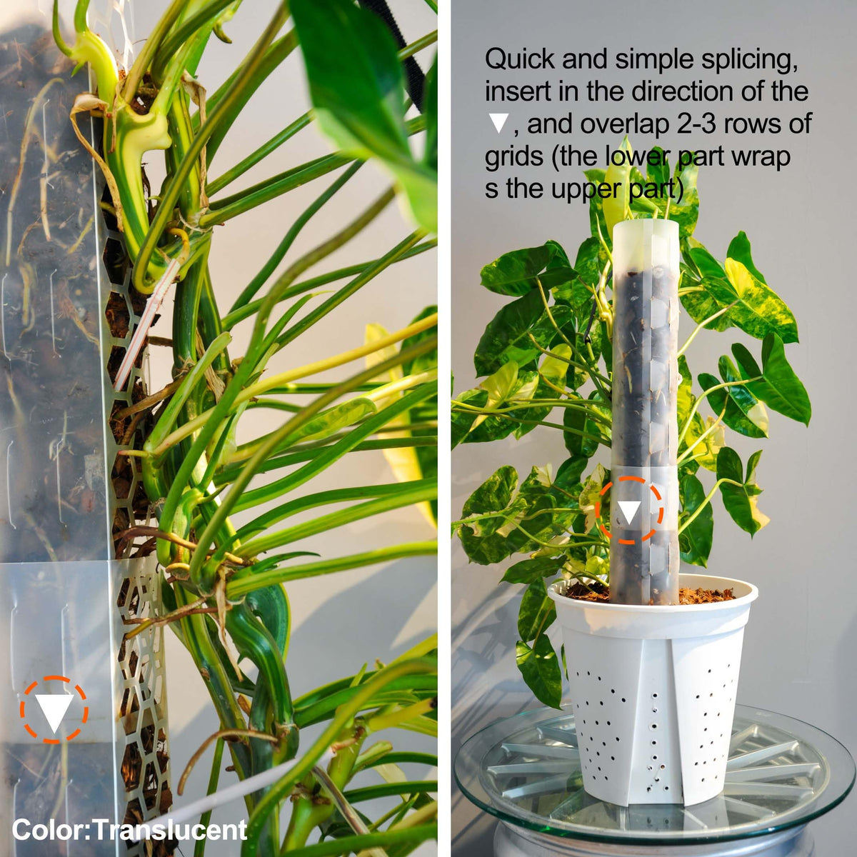 Haispring 8 Pcs 17 Inch Plastic Moss Pole for Plants Monstera,Designed Specifically for Climbing Plants, Stackable Plant Support for Indoor Plants