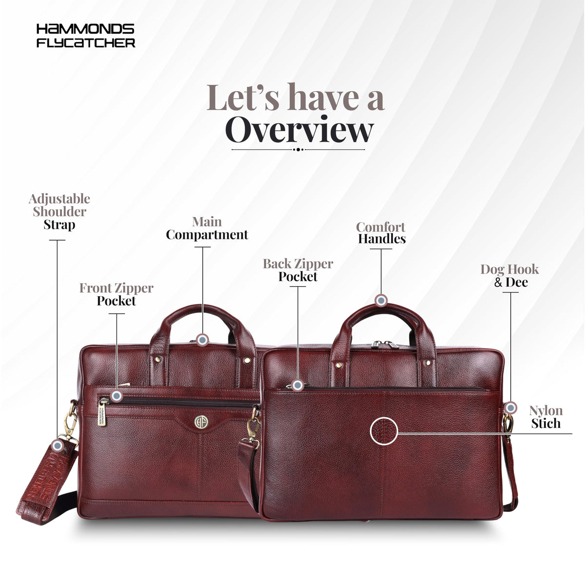 HAMMONDS FLYCATCHER Genuine Leather Executive Formal Office Bag, Shoulder Laptop Messenger Bag for Men, MacBook, Notebook Upto 16 Inch, Handbags with Shoulder Straps, Brown, LB138
