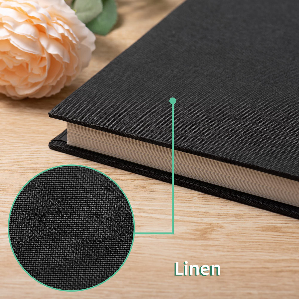 Large Photo Album Self Adhesive Scrapbook Album for 4×6 5×7 8×10 Pictures DIY Magnetic Linen Cover Album 40 Pages for Family Wedding Gifts with Metal Pen and Plastic