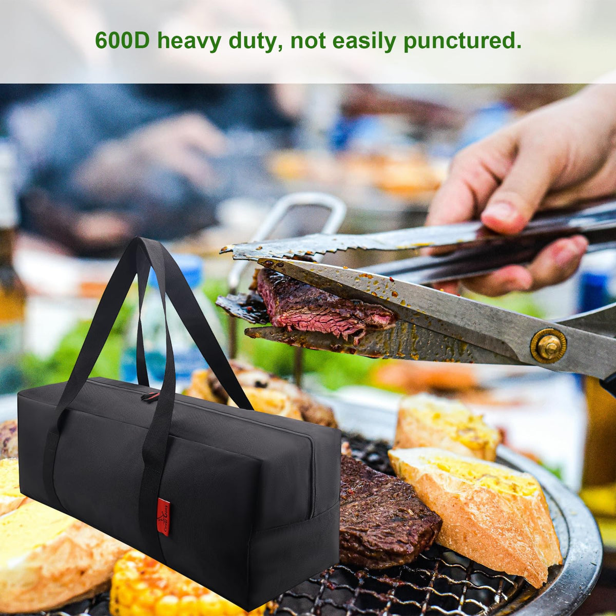 Cover Geny 24" Grill Tool Organizer, BBQ Tool Storage Bag - Heavy-Duty Storage Bag Waterproof 600D Oxford, Folding Design Gift for Camping, Tailgates, Outdoor BBQ Parties (24" Lx8 Wx8 H)