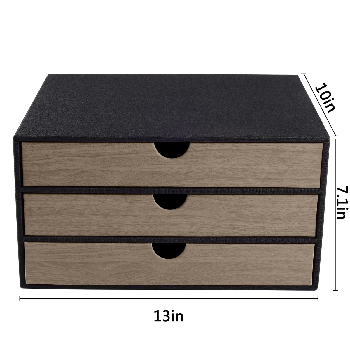 RHCSZ Fashion Multicolor Collocation Leather Desk Organizer File Cabinet Executive Office Supplies Desktop Filing A4 Contract Document Stackable Storage Box with 3 Drawers (Black)
