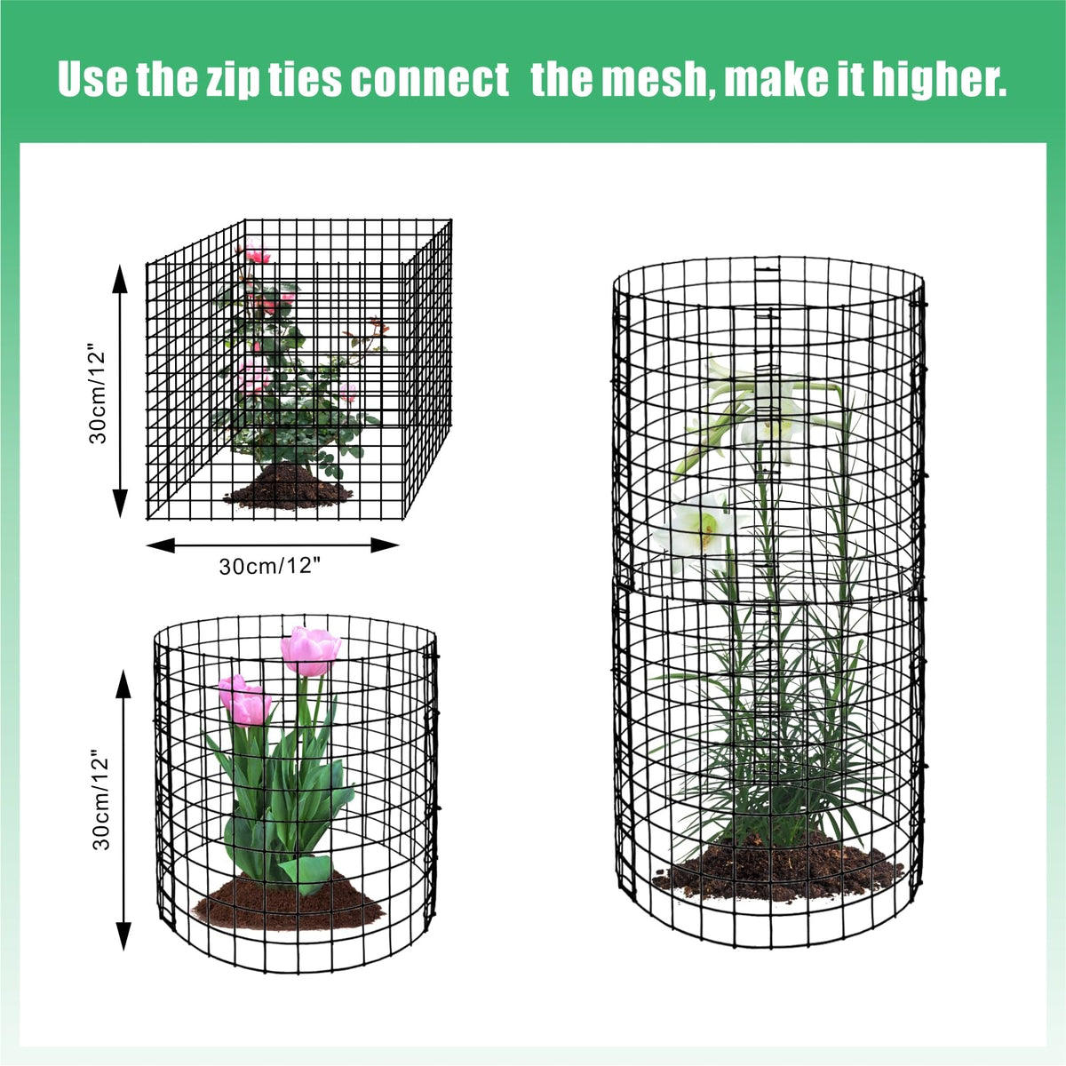 10 Pack Round Plant Protector from Animals, 30 Pcs 12 x 12 Metal Mesh to Keep Animals Out Wire Plant Protectors for Rabbits Chicken Duck Bunny Barricades for Garden Vegetable Flowers Protection