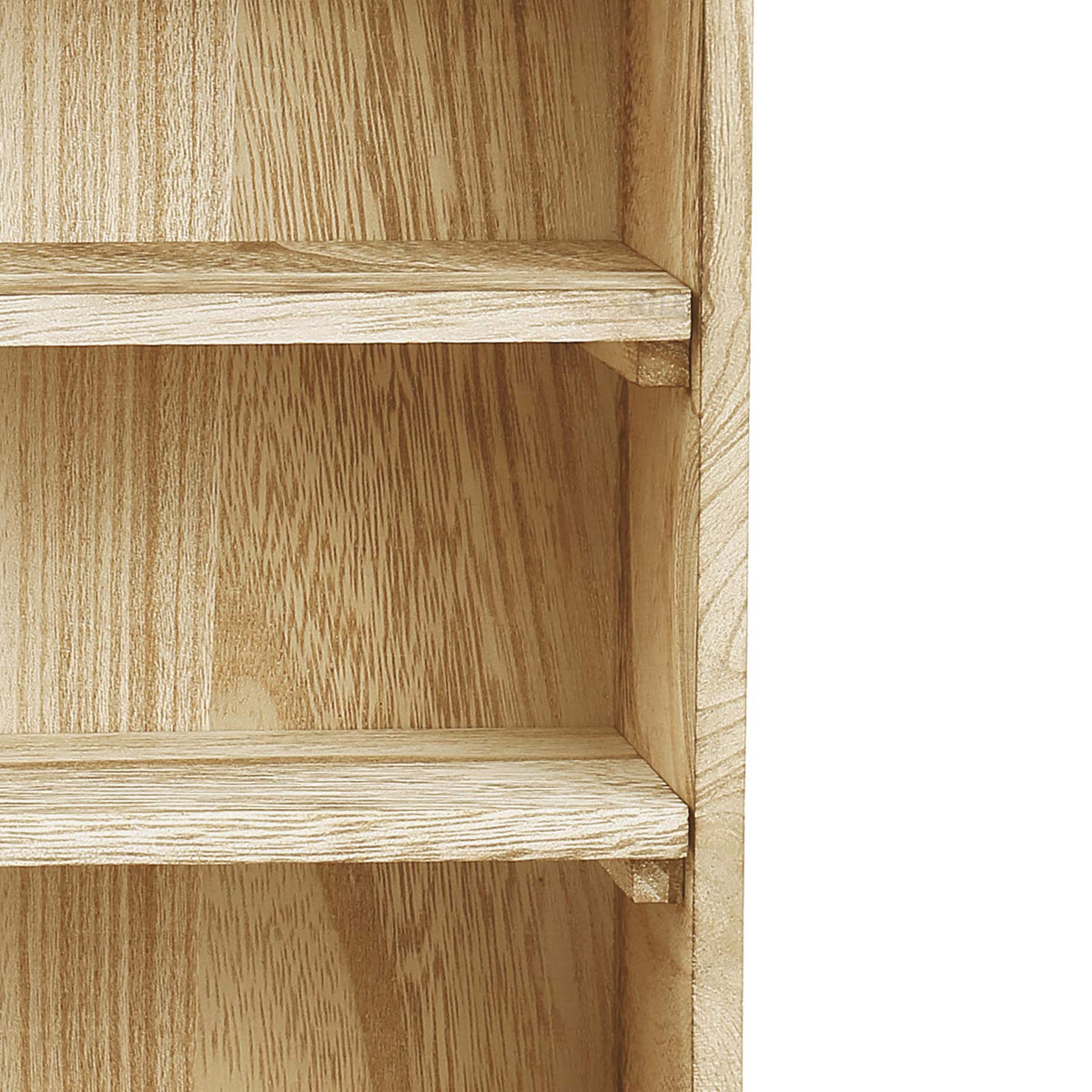 Ikee Design Wooden Wall-Mounted Display Shelves Rack for Collectibles-Figures,Shot Glasses, Spice Can,Cosmetics or Perfume-5 Adjustable Height Shelves,Space-Saving,Oak Color
