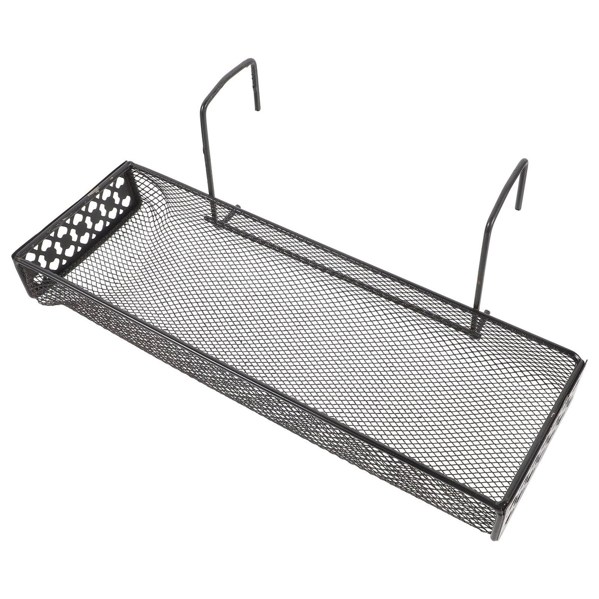 RUNROTOO Black Metal Hanging Plant Stand Hooks Indoor Flower Rack Balcony Garden Patio Railing Shelf