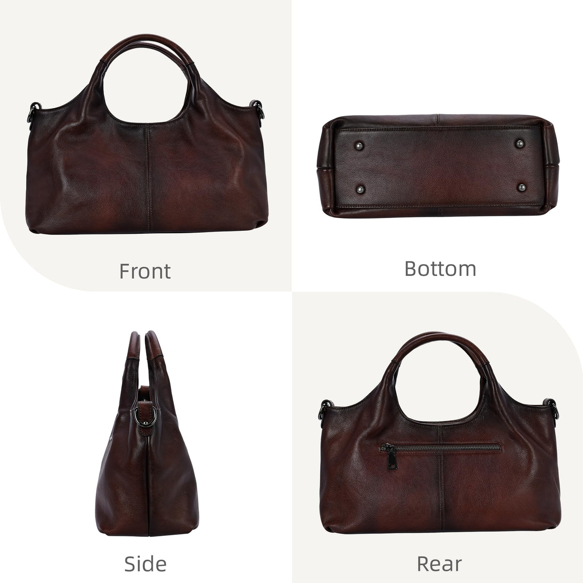 Iswee Genuine Leather Purses for Women Satchel Handbags Crossbody Shoulder Bag Designer Top Handle Bag Hobo Medium Size (Coffee)