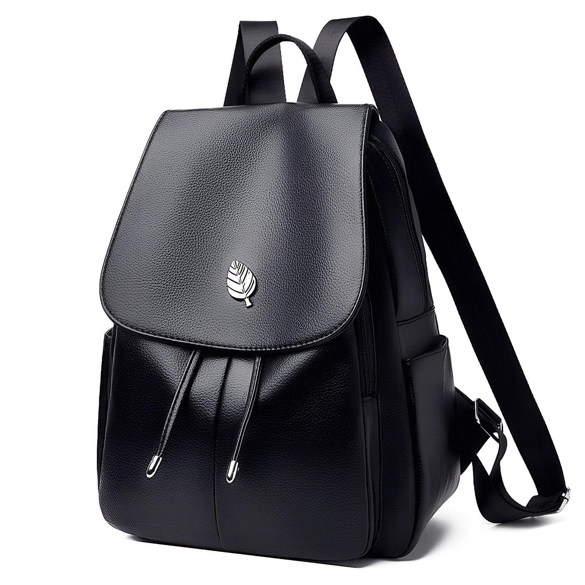 Drimzate Trendy Leather Backpack Purse for Women, Small Ladies backpacks Casual Lightweight Women Shopping Travel Daypack(A-Black)