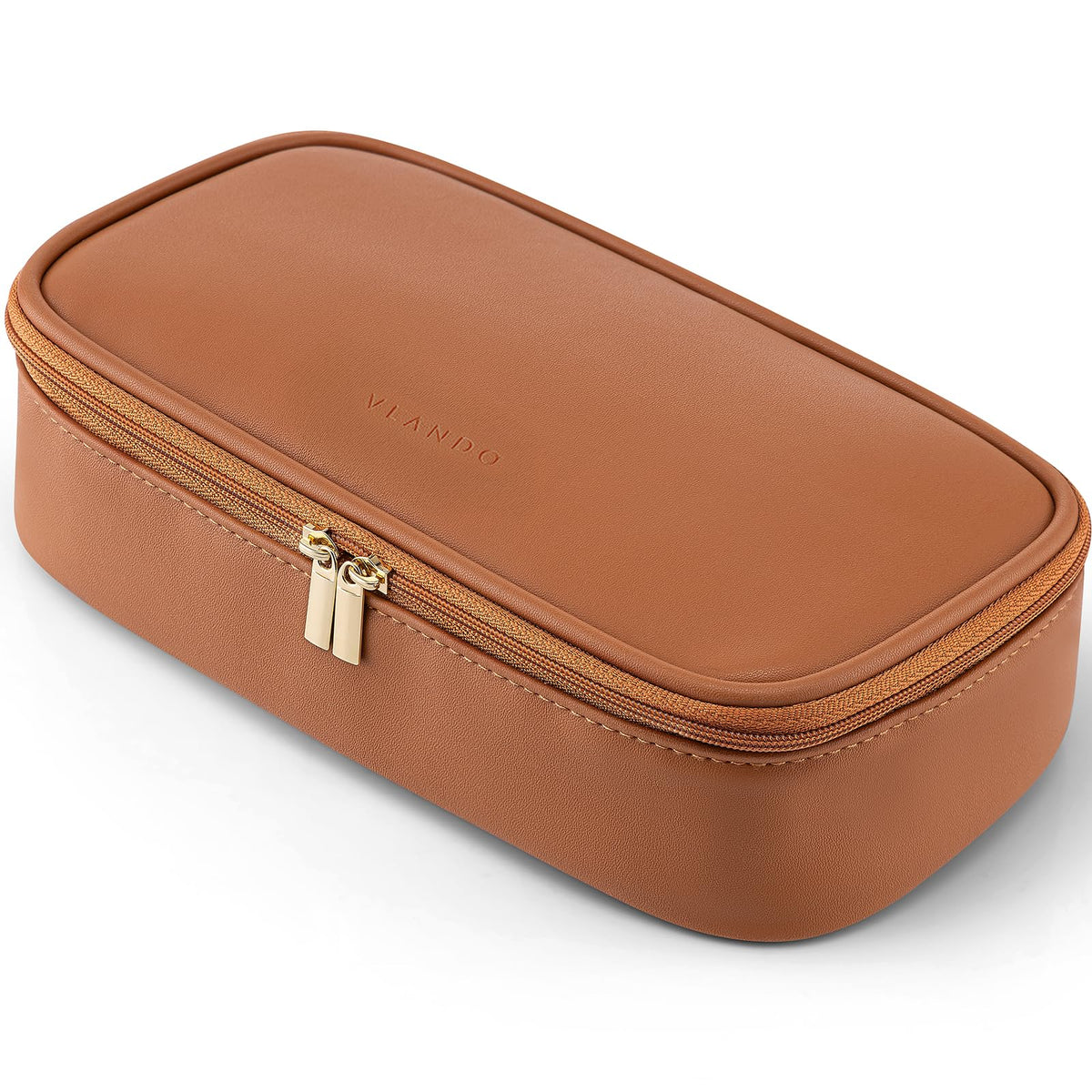 Vlando Travel Makeup Bag,Small Makeup Bag for Women,Gifts for Women Girls, Makeup Pouch Purse Travel Essentials Toiletries-Brown