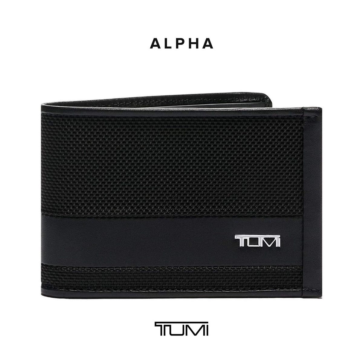 TUMI - Alpha Slim Single Billfold - Men's Ballistic Nylon Wallet - Hidden Card Pocket - Black