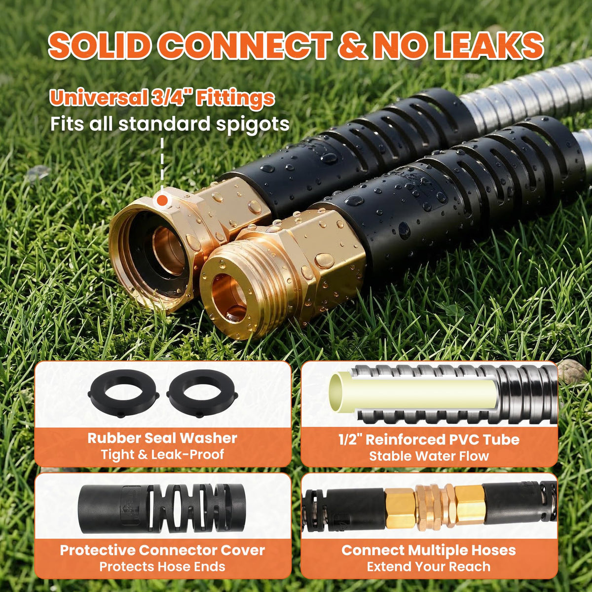 Cesun 75 ft Metal Garden Hose, Stainless Steel Heavy Duty Water Hose With 10 Function Nozzle, No Kink & Flexible, Lightweight and Durable, Rust Proof for Yard, RV, Pet Bath, Outdoor, 75 foot x 5/8"
