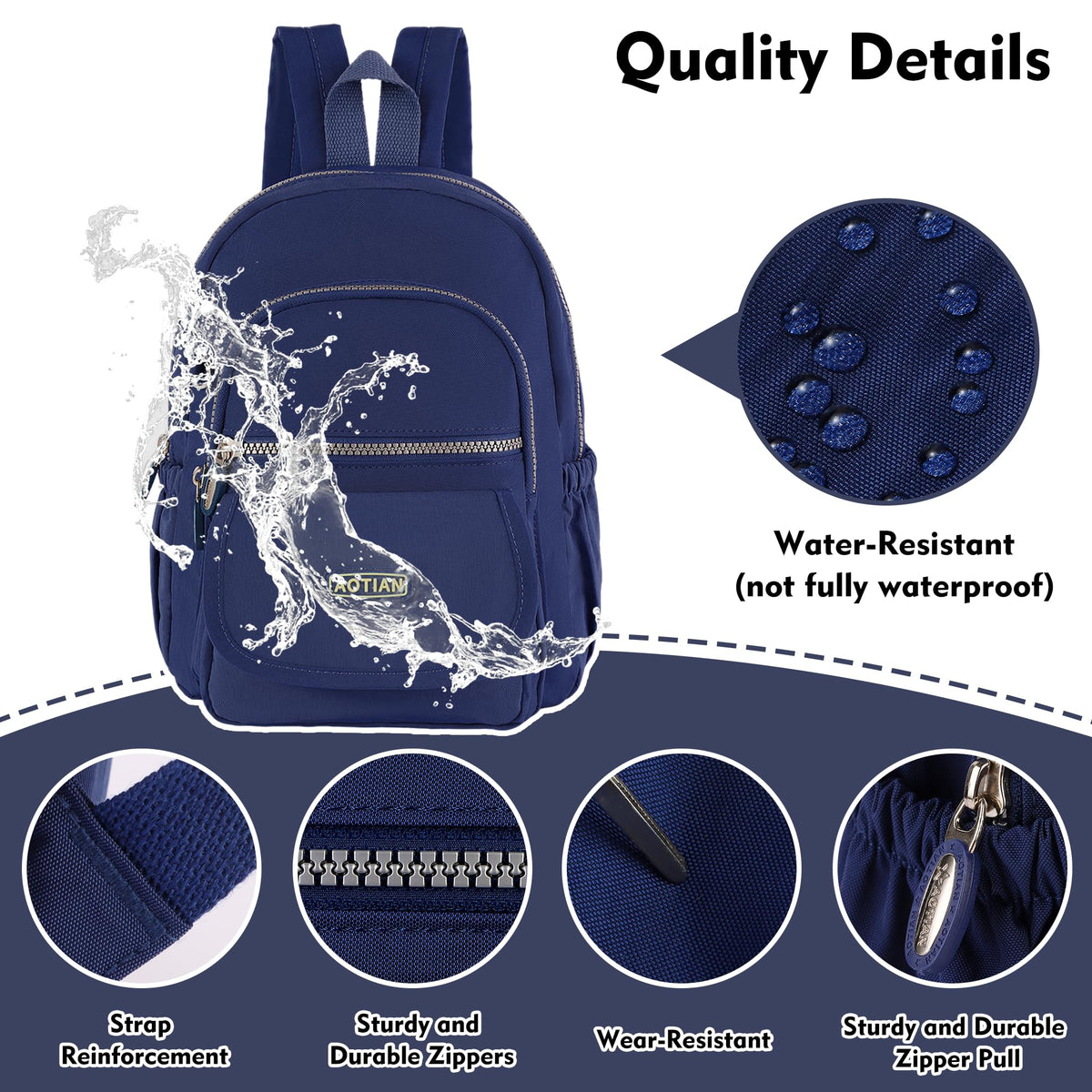 AOTIAN Mini Nylon Women Backpacks Casual Lightweight Small Daypack for Girls