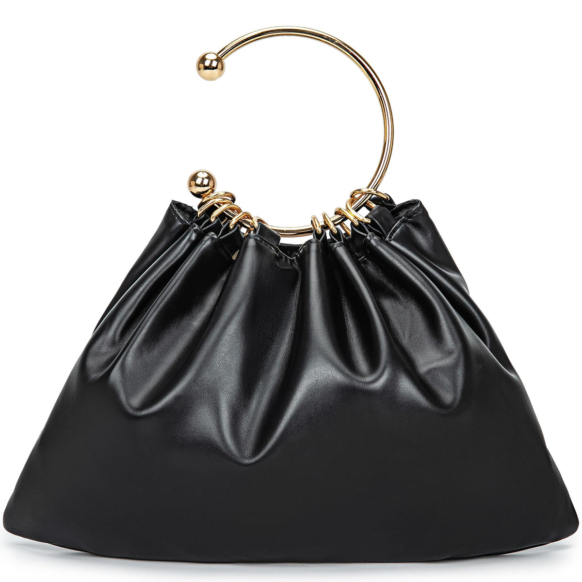 Elegant Evening Bag Clutch Purses for Women Lightweight Soft Pleated PU Top Handle Handbags for Party Prom Cocktail Wedding(black)