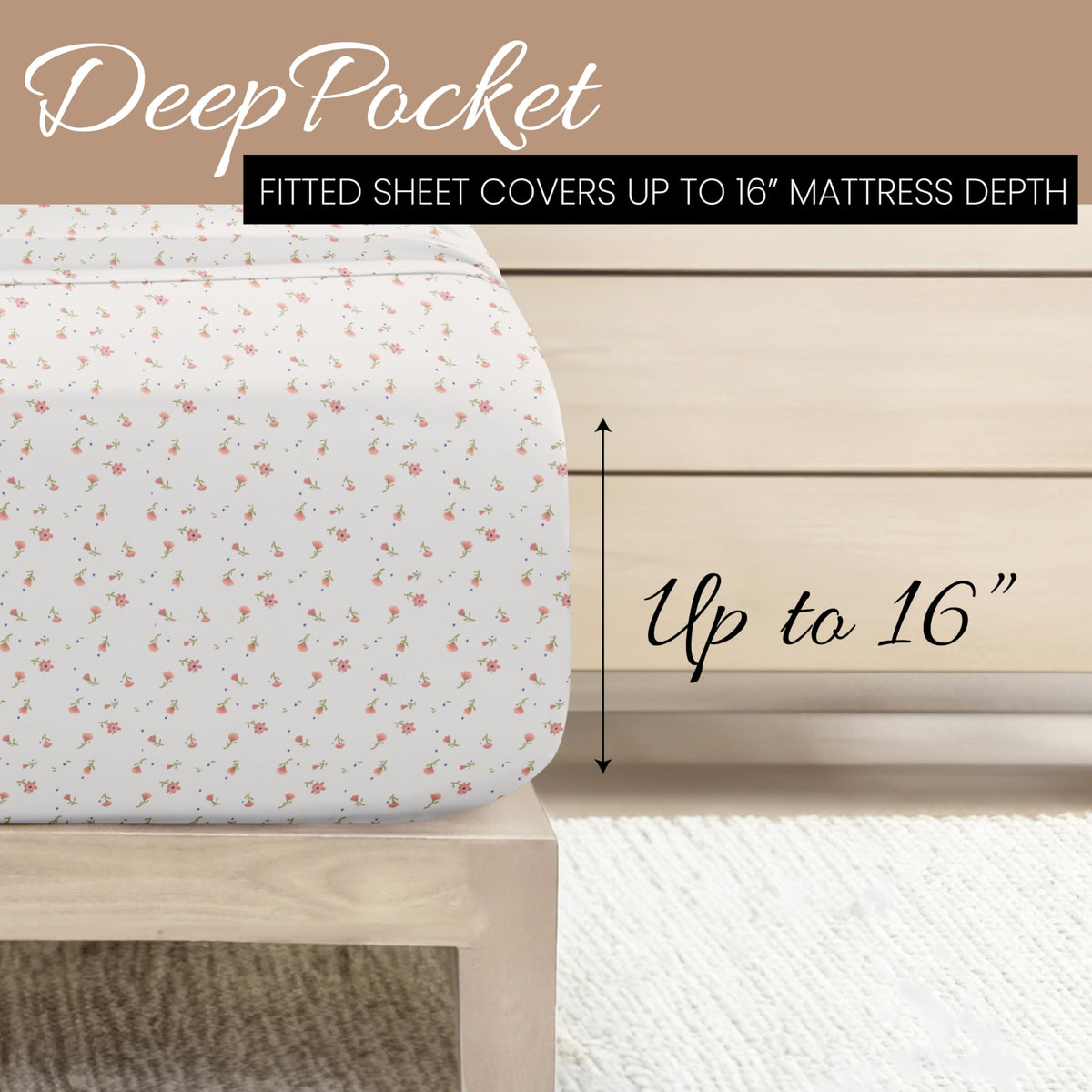 Linen Market Double-Brushed Patterned Microfiber Full Sheet Set 4 Piece – Oeko-TEX Certified Ultra Soft & Wrinkle-Free - 16" Deep Pocket Sheets - Easy Care Full Size - Soft Floral Pink