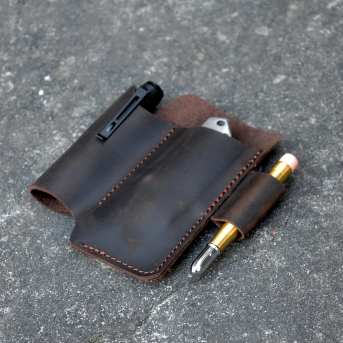 YIYUS Genuine Leather Multitool Sheath Organizer, Leather EDC Pouch for Men, Belt Holder Mini Leather Pocket, Flashlight Holder, Pen Holder, Sheath Holster Darkbrown
