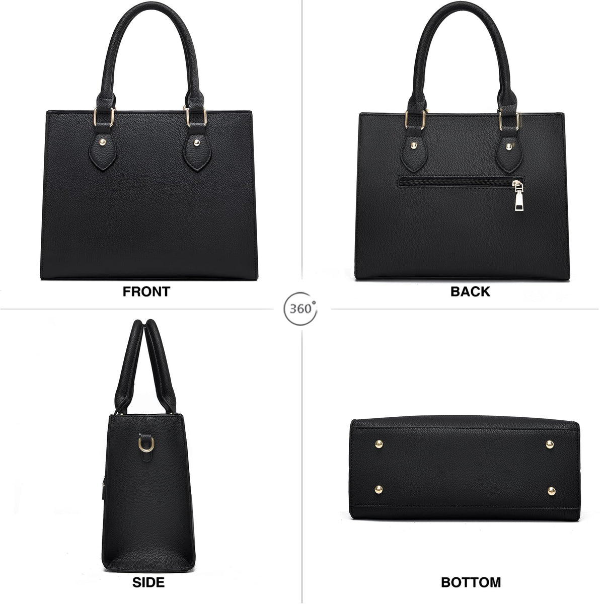 CHICAROUSAL Crossbody Purses and Handbags for Women PU Leather Tote Top Handle Satchel Shoulder Bags (1 LiZ Black)