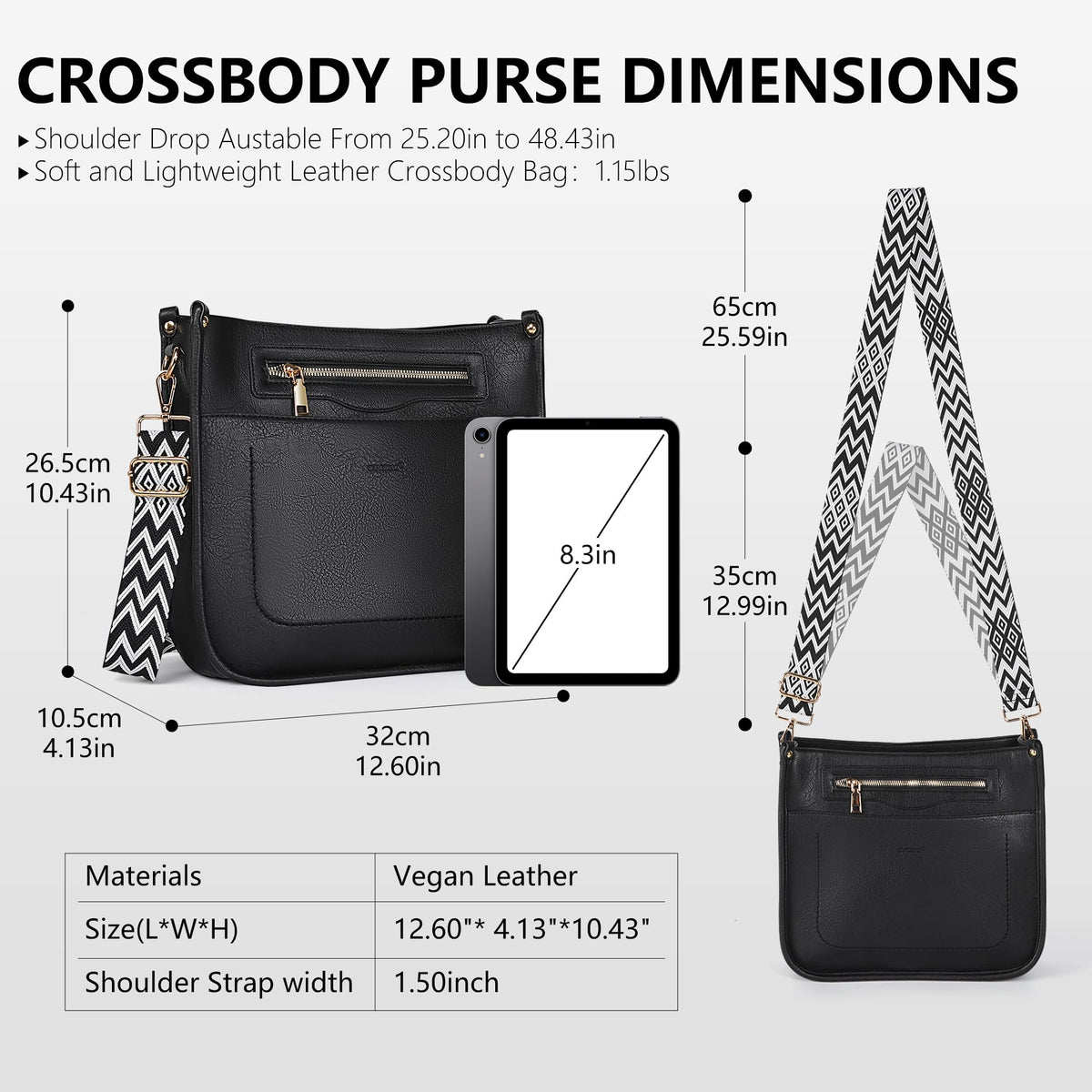 TANTOMI Crossbody Bags for Women Crossbody Purses Vegan Leather Hobo Bag Shoulder Handbags with Guitar Strap-7 Pockets