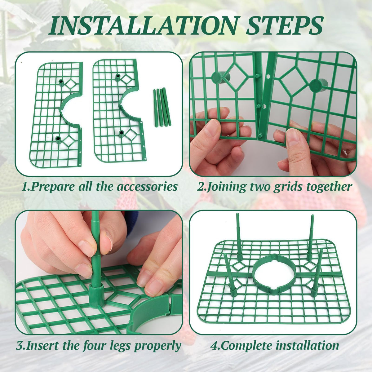Richaa 10 Pcs Square Strawberry Plant Support, Strawberry Plants Holder with 4 Legs, Strawberry Plant Protector for Garden Growing Kit