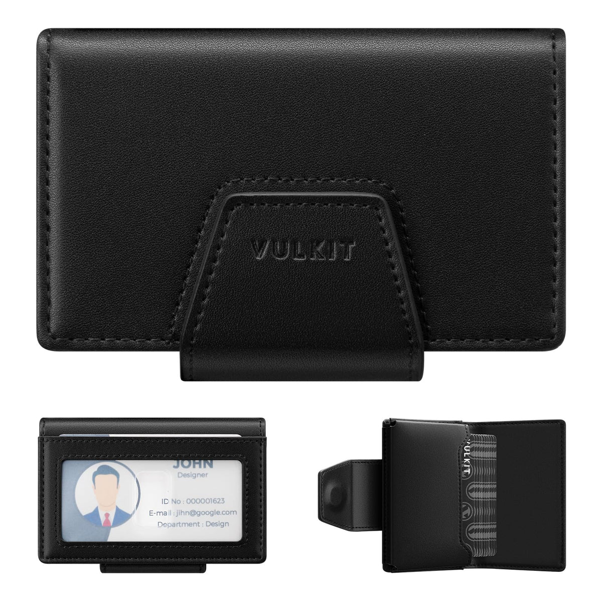 VULKIT RFID Blocking Credit Card Holder, Leather Business Card Holder Case, Minimalist Wallet with Magnetic Closure