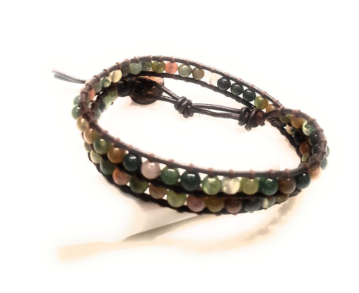 Infinityee888 Jasper 2 Wrap Bracelets and Choker woven Leather Necklace 2 in 1, Men Bracelet, Women Bracelet.