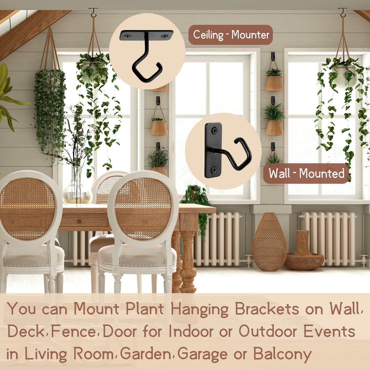 AJART Ceiling Hooks for Hanging Plants - Iron Plant Hanger for Wall Mount - 2 Pack/2.5 Inch Ceiling Hook for Indoor Use