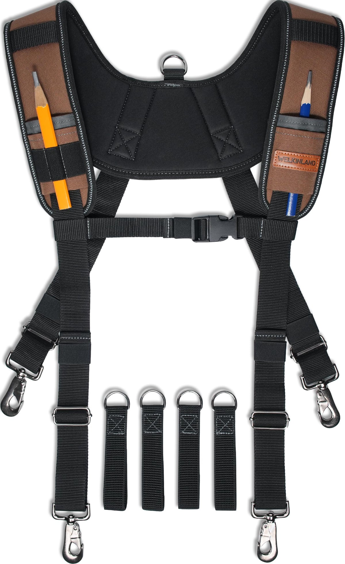WELKINLAND Heavy Duty Tool Belt Suspender, Comfy Padded Tool Belt Suspender, Fully-Adjustable Tool Bag Suspenders, RipStop Suspenders For Tool Belt, Tool Belt Suspenders For Men/Carpenter