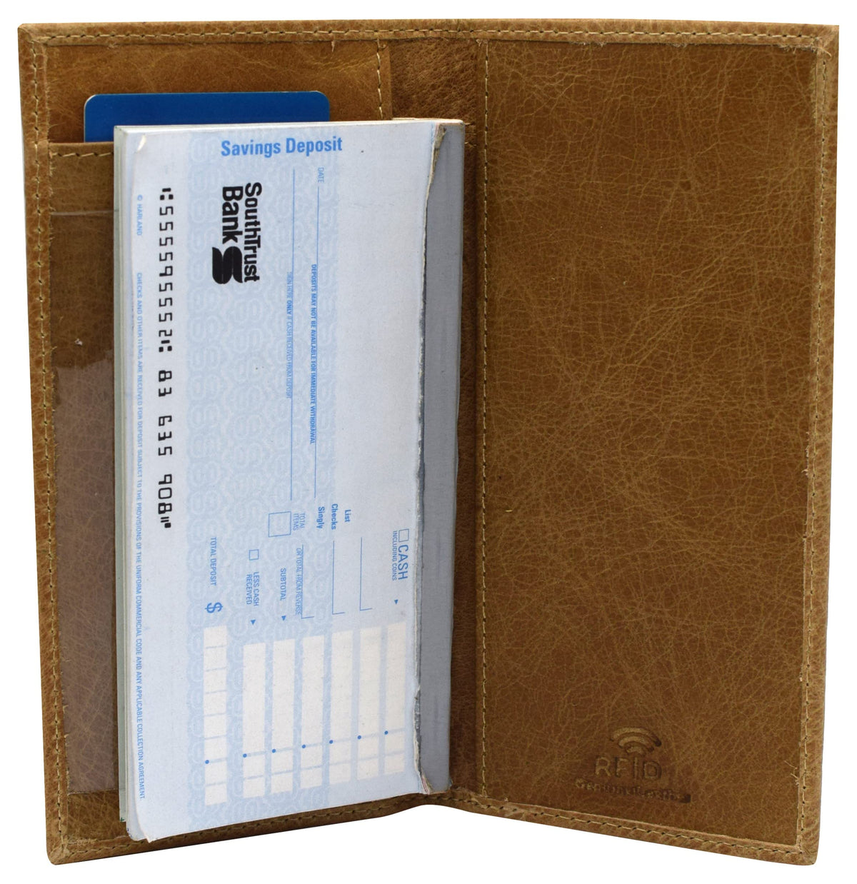 MARSHAL Personalized Cowhide Leather Basic Checkbook Cover RFID Blocking for Men Women