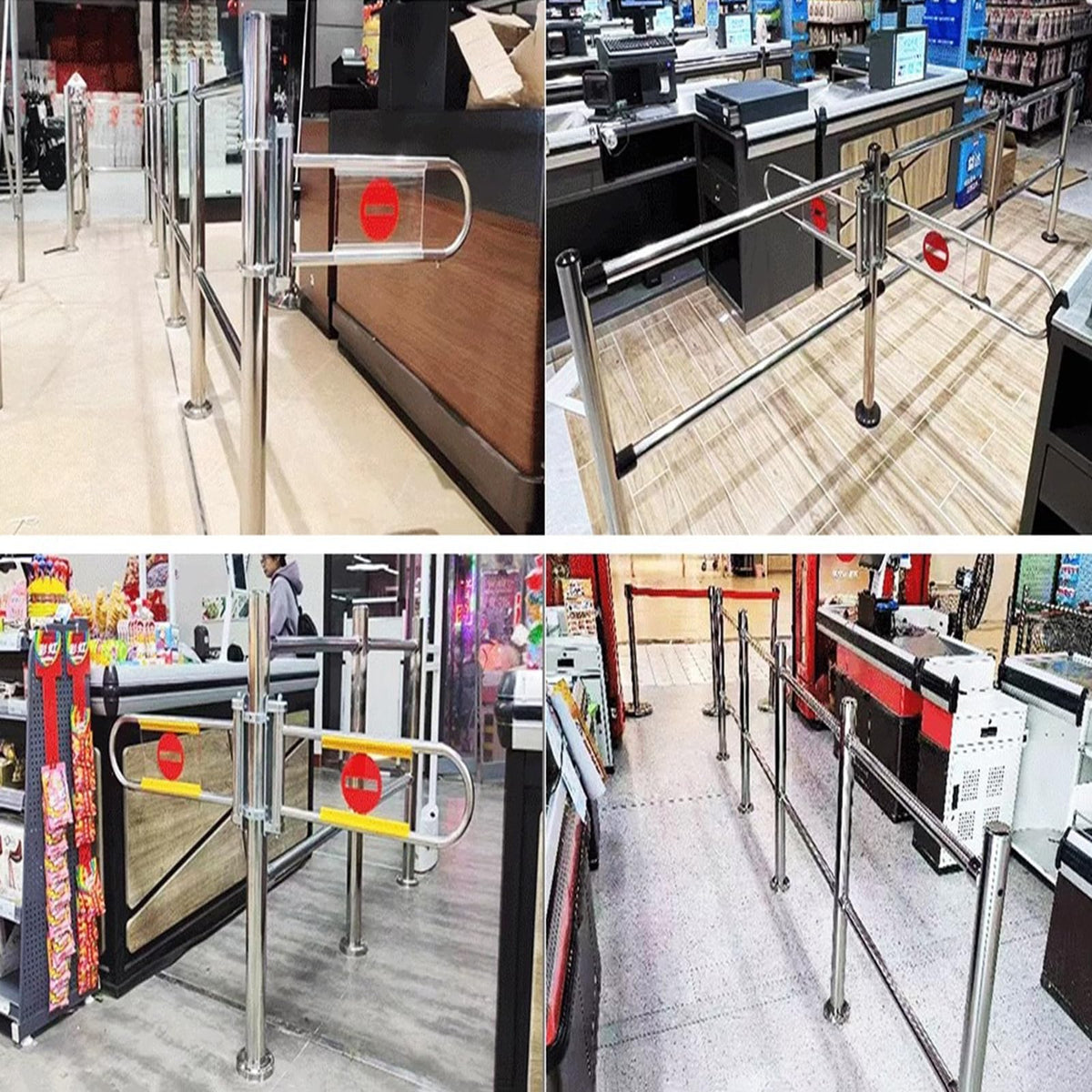 Black Metal Swing Safe Gate - ng-Loaded One-Way Access for Markets & Cashiers - Automatic Cng Pedestrian Door (200x100CM) - Secure Import/Export Solut