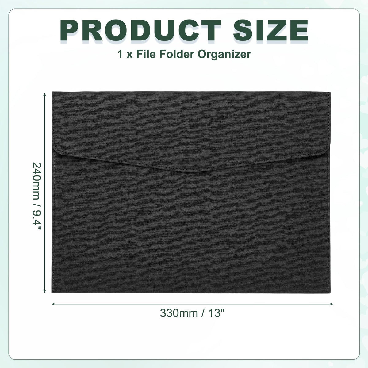 PATIKIL PU Leather A4 File Folder, Document Holder Filing Organizer Portfolio Envelope Folder Case with Snap Closure for Letter Receipt Style 4, Black