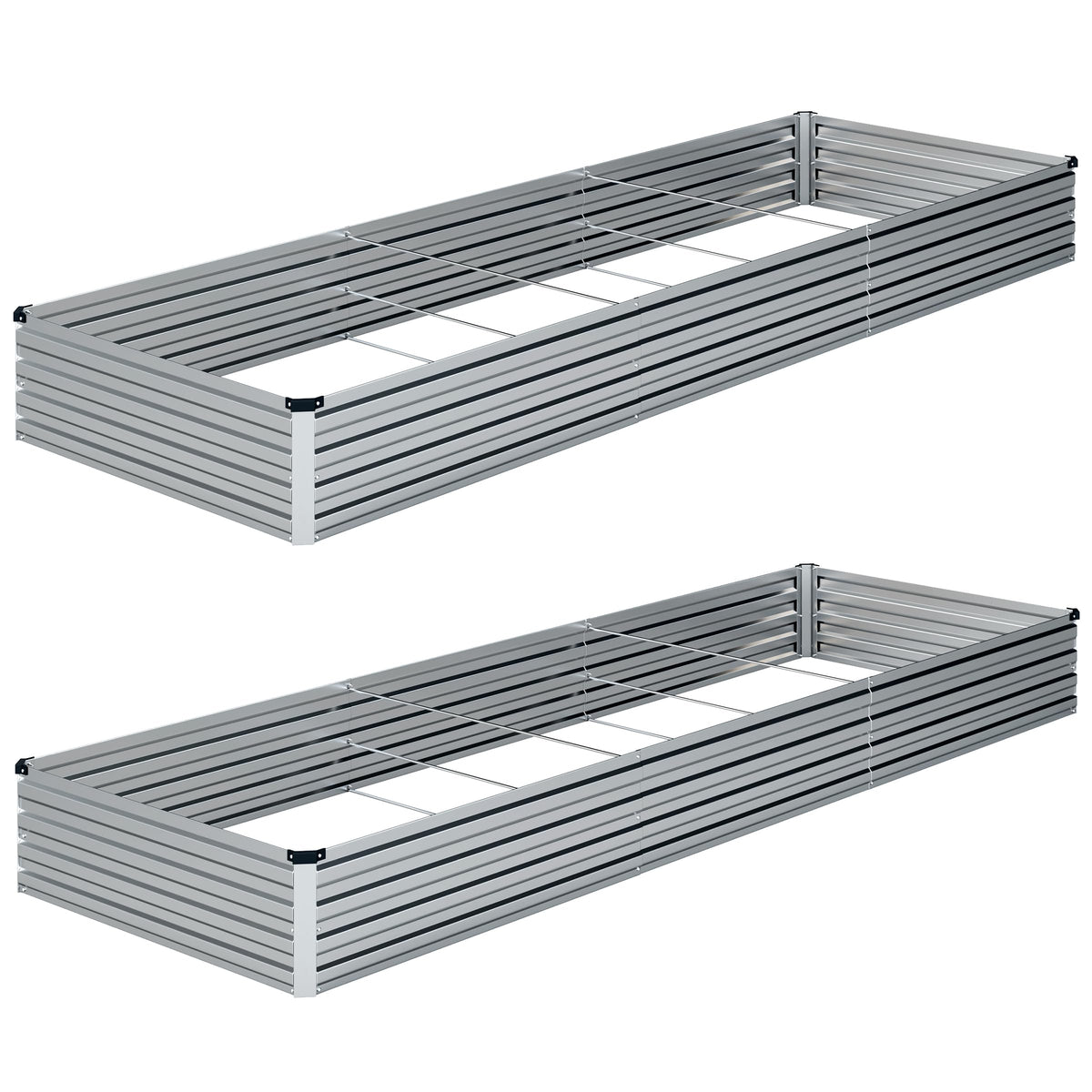 ZUNUDA 10×3×1FT(2PCS) Galvanized Raised Garden Bed Kit Metal Planter Boxes,Large Outdoor Planters Garden for Planting Vegetables,Flowers,Herbs -Silver