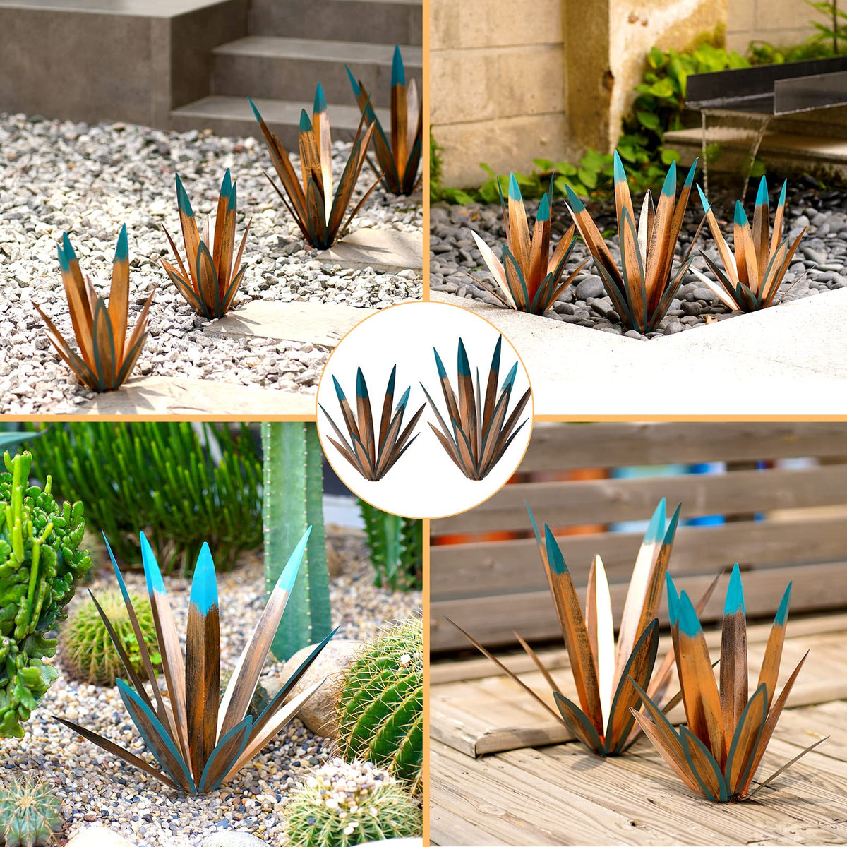 VChymm 2pcs Metal Country Tequila Sculpture DIY Plant Home Decor Garden Ornament Indooutdoor Statuette Patio Lawn Stake Decoration Gift 16"