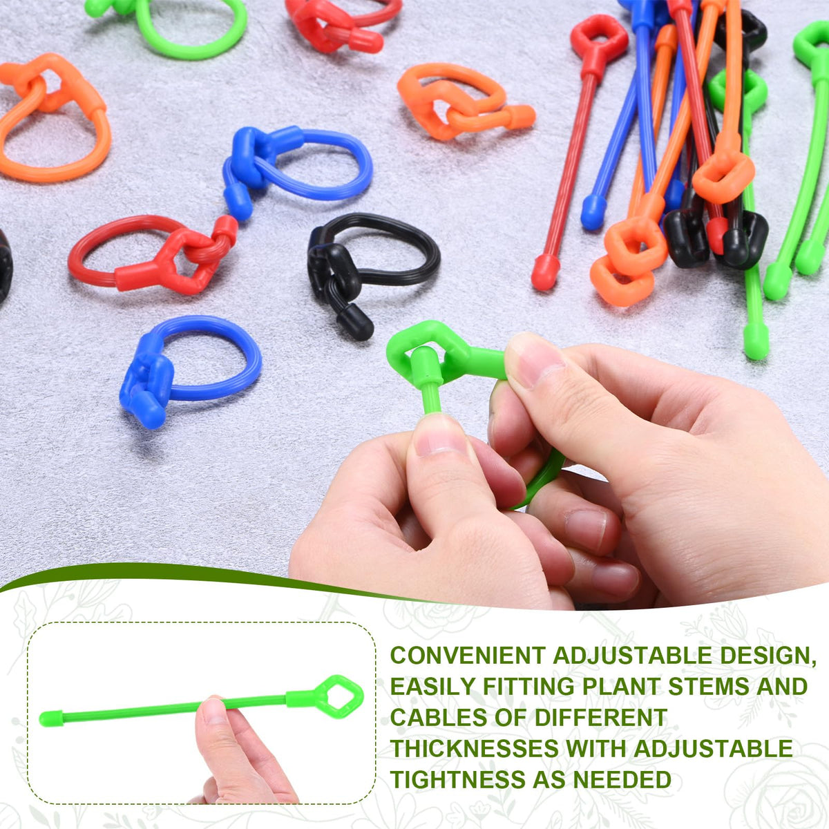 M METERXITY 12-Pack Adjustable Plant Ties, 3inch/7.62cm Silicone Flexible Multi-Function Sturdy Garden Twist Tie for Plant Support/Tree/Shrub/Vine, Reusable Support Twine [Green]