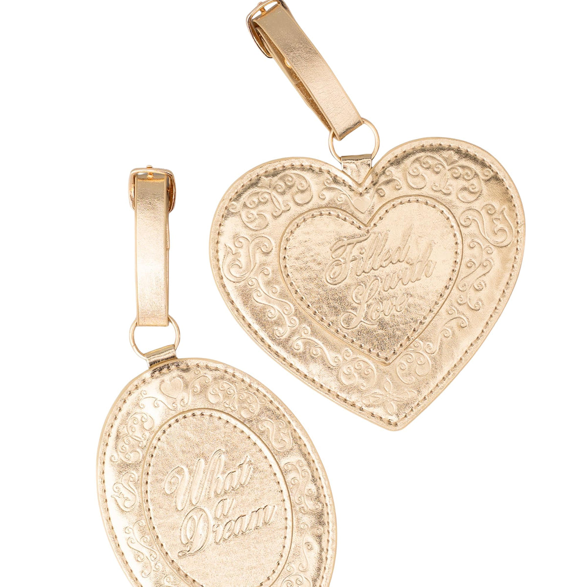 ban.do Getaway Suitcase Tag Set of 2 for Travel, Novelty Shaped Durable Vegan Leather Luggage Identifier (Lockets)